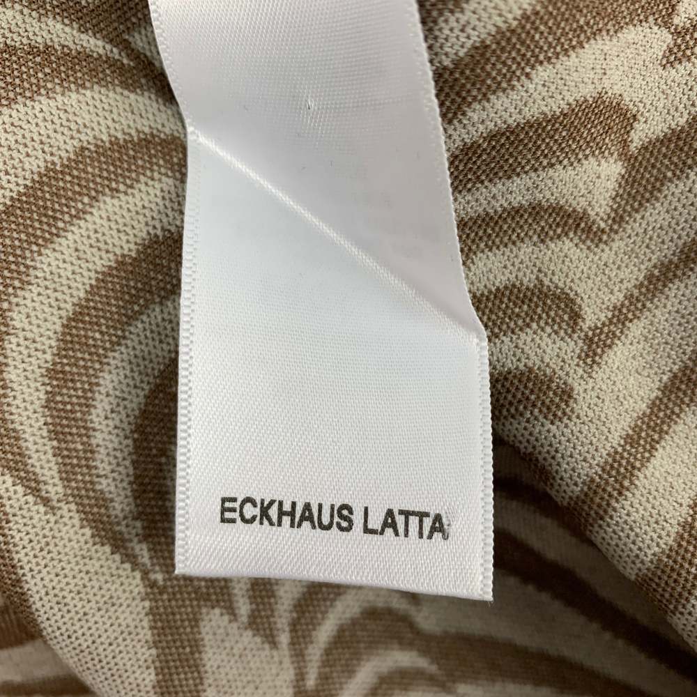 ECKHAUS LATTA Beige Brown Print Viscose Blend Turtleneck Pullover - Picture 5 of 8
